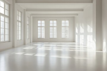 Fototapeta premium Serene Open Space with Natural Light in Minimal White Architecture