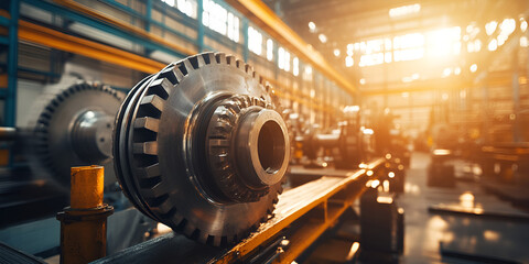 Heavy Industrial Machine with Gears in Manufacturing Factory

