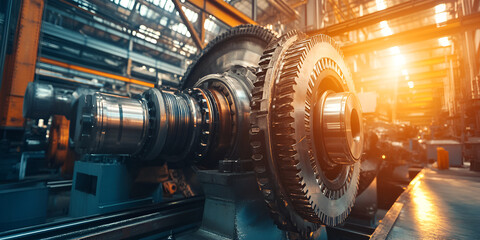 Heavy Industrial Machine with Gears in Manufacturing Factory

