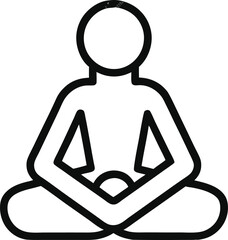 A person meditating in lotus position vector icon on transparent background.