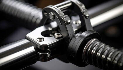 Closeup View Of Modern Metal Bar Handle Mechanism