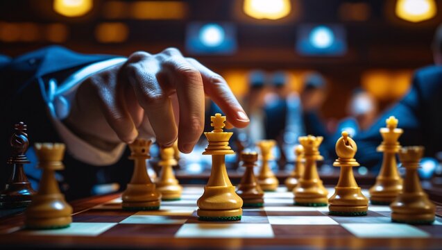 Mastering the Game Intense Chess Match Close-Up