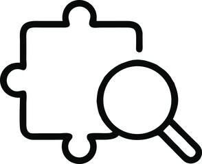 Puzzle piece with magnifying glass icon.
 