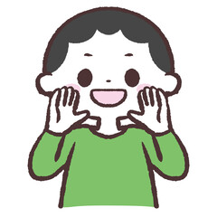 呼びかける男の子のイラスト