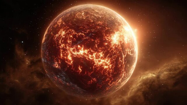 Burning planet space artwork