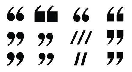 Collection of Various Quotation Mark Styles and Punctuation Symbols for Text and Writing Typography
