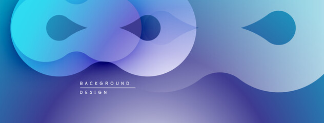 Abstract fluid shapes, blue purple gradient. Modern design, smooth curves, dynamic composition. Background element for projects.