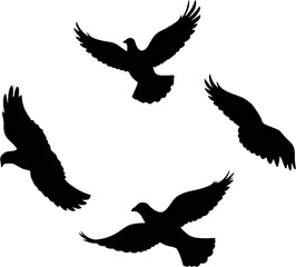Obraz premium Logo design Silhouettes of flying pigeons in a balanced and symmetrical composition
