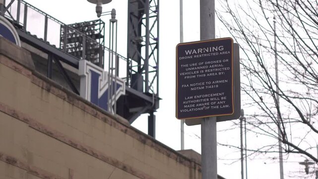 Drone restriction sign outside of stadium