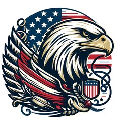 Patriotic eagle head illustration with American flag colors makes a powerful symbol of freedom and national pride.
