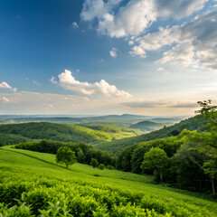 Obraz premium landscape with green field and blue sky