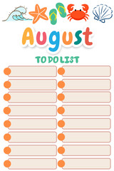 AUGUST TO DO LIST TEMPLATE