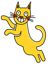 Illustration of a happy cat jumping