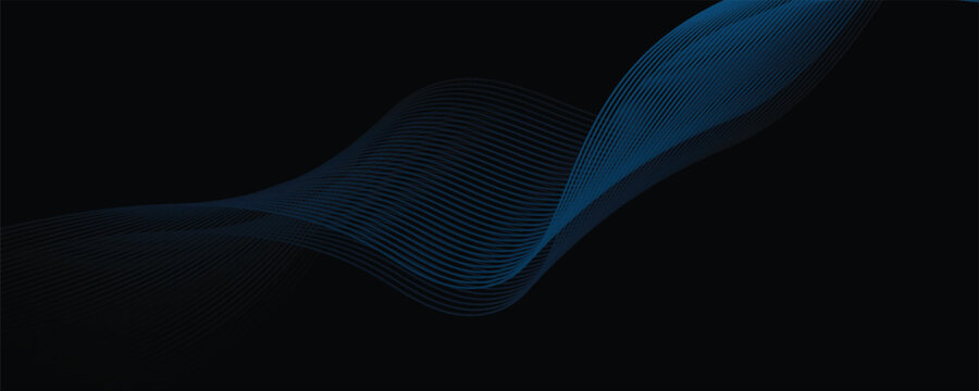 Abstract geometric dark blue wide banner layout design. Dark modern navy blue wide banner background with geometric shapes decration