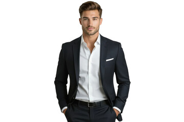 Fototapeta premium Stylish man in suit isolated on transparent background