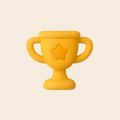 Golden Trophy Icon - 3D Playful Gaming and Fun Icons