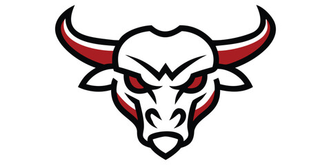 Aggressive Looking Bull Head Silhouette Logo Style Vector Illustration