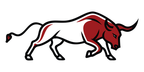 Fototapeta premium Aggressive Looking Bull Silhouette Drawing Vector Illustration Icon Clipart