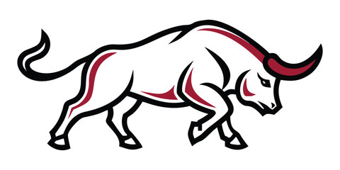 Aggressive Looking Bull Silhouette Drawing Vector Illustration Icon Clipart