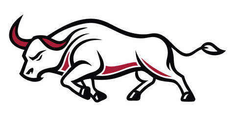 Aggressive Looking Bull Silhouette Drawing Vector Illustration Icon Clipart
