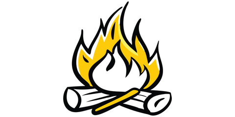 Campfire Doodle Vector Illustration With Flames Silhouette Icon Clipart