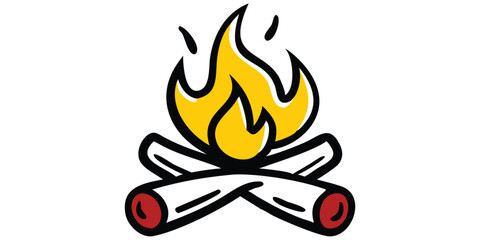 Campfire Doodle Vector Illustration With Flames Silhouette Icon Clipart