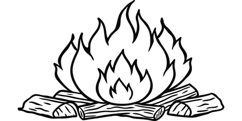 Campfire Doodle Vector Illustration With Flames Silhouette Icon Clipart