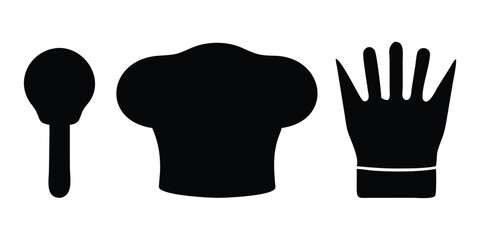 Obraz premium Chef Hats Silhouette Set Tall Toque Side View Vector