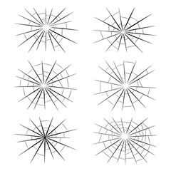 Six Black Spiderweb Designs on White Background arachnid