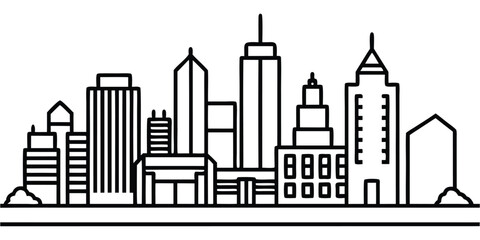 Obraz premium City Silhouette Land Scape Landscape Downto Vector Illustration Icon