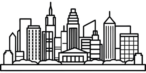 Obraz premium City Silhouette Land Scape Landscape Downto Vector Illustration Icon