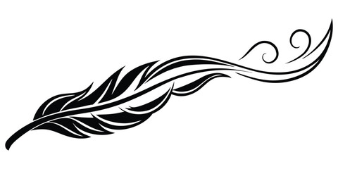 Fototapeta premium Feather Silhouettes Long Feathers Curved Shapes Vector Silhouette Illustration