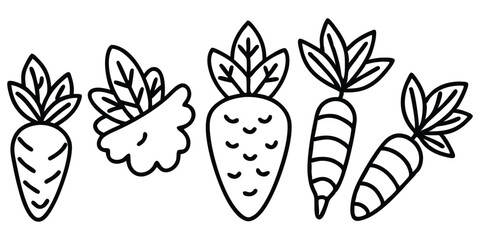 Obraz premium Hand Drawn Carrot Doodle Set With Varied Shapes Vector