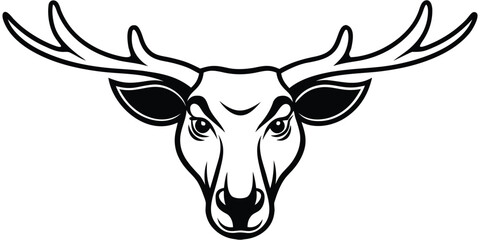 Moose Head Logo Style Vector Silhouette Design Illustration Icon