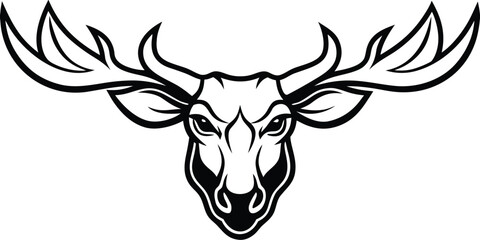 Moose Head Logo Style Vector Silhouette Design Illustration Icon