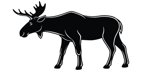 Moose Silhouette Vector Illustration White Backgro Icon Clipart Black