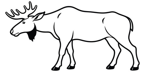 Moose Silhouette Vector Illustration White Backgro Icon Clipart Black