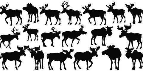 Moose Silhouettes Set Large Pack Of Vector Silhou Silhouette