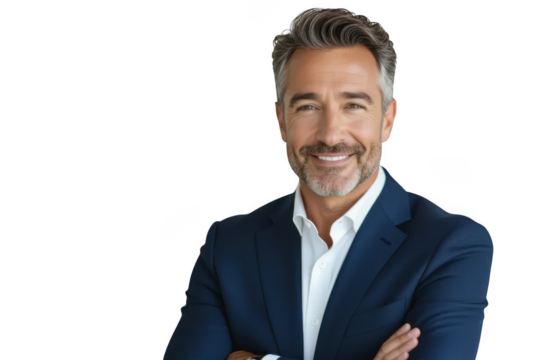 Smiling businessman isolated on transparent background