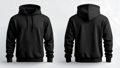 Front and back view of a black hoodie (1)