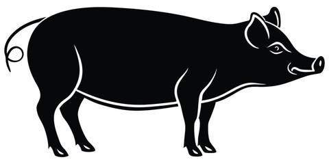 Piggy Silhouette Vector Sign Illustration Icon Clipart Black White