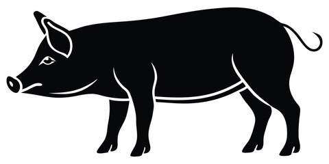 Piggy Silhouette Vector Sign Illustration Icon Clipart Black White