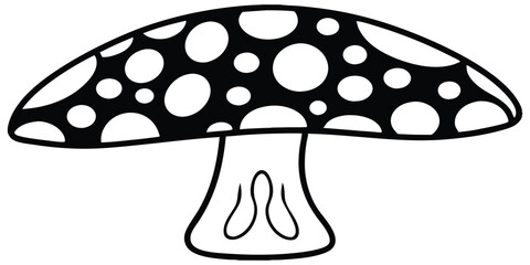 Polka Dot Mushroom Doodle Vector Illustration In Silhouette Icon