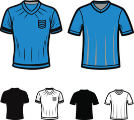 Naklejka premium Vneck tshirt designs blue white black template soccer jersey apparel sports clothing, football jersey vector illustration and silhouette design