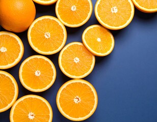Orange slices on a dark blue background