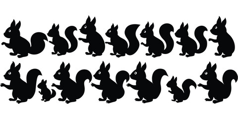 Squirrel Silhouettes Set Large Pack Of Vector Silhouette