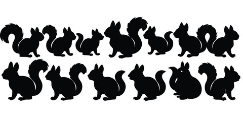 Squirrel Silhouettes Set Large Pack Of Vector Silhouette