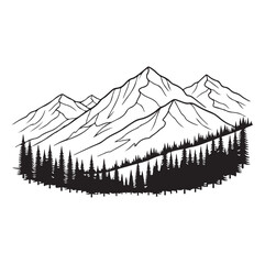 Fototapeta premium Minimalist Mountain and Forest Vector Landscape AI generator