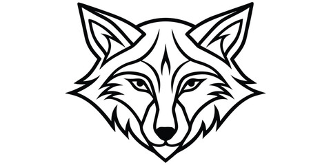 Tribal Inspired Wolf Head Silhouette Vector In Black Illustration