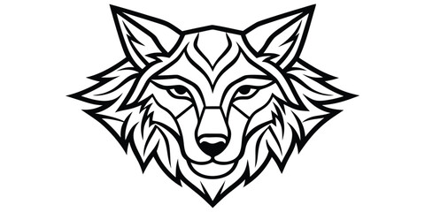Tribal Inspired Wolf Head Silhouette Vector In Black Illustration